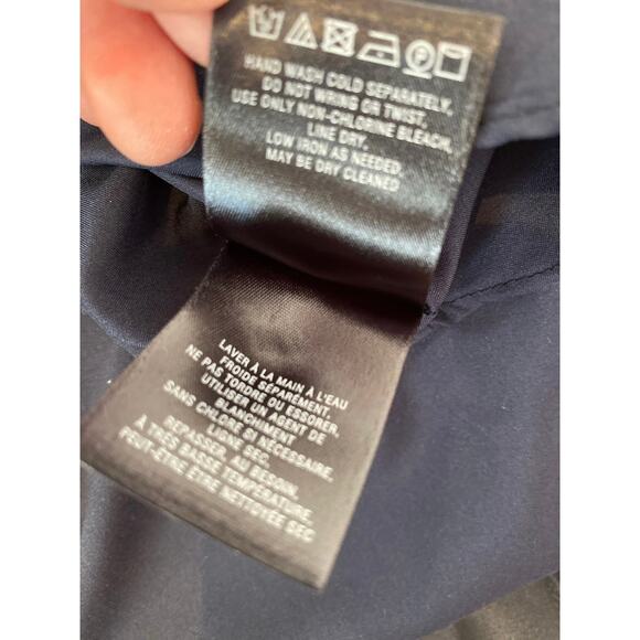 Leifsdottir Navy Blue Surplice Pleated Skirt Maxi Dress EUC Sz 6 Silk Belted - Picture 13 of 15